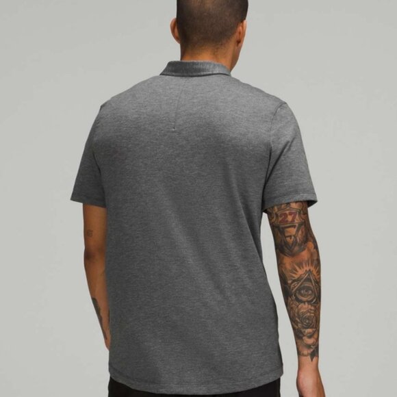 Lululemon Evolution Short Sleeve Polo Shirt *Pique Fabric Heathered Black - Picture 4 of 9